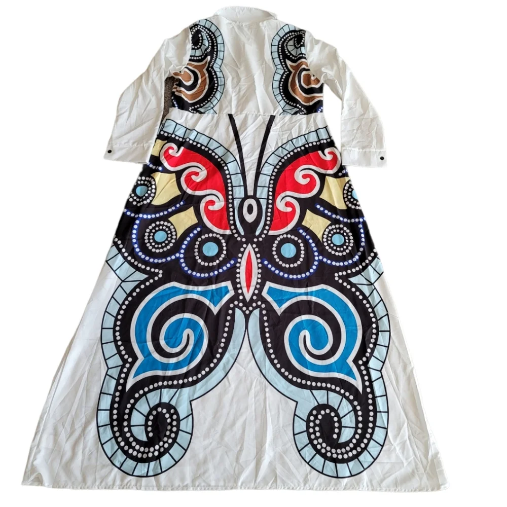 $$ Sold $$ Maxi Dress Long Sleeve Butterfly Print - Picture 5 of 8